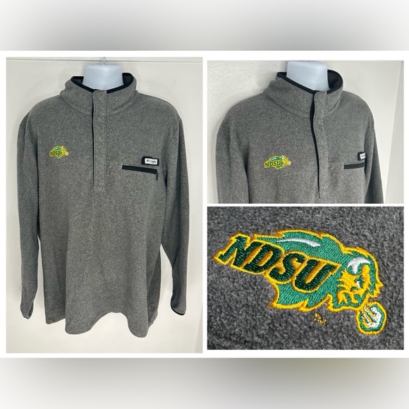 Columbia PFG NDSU Bison 1/4 Snap Fleece Pullover Mens XL Football College‎ NCAA - Picture 1 of 15